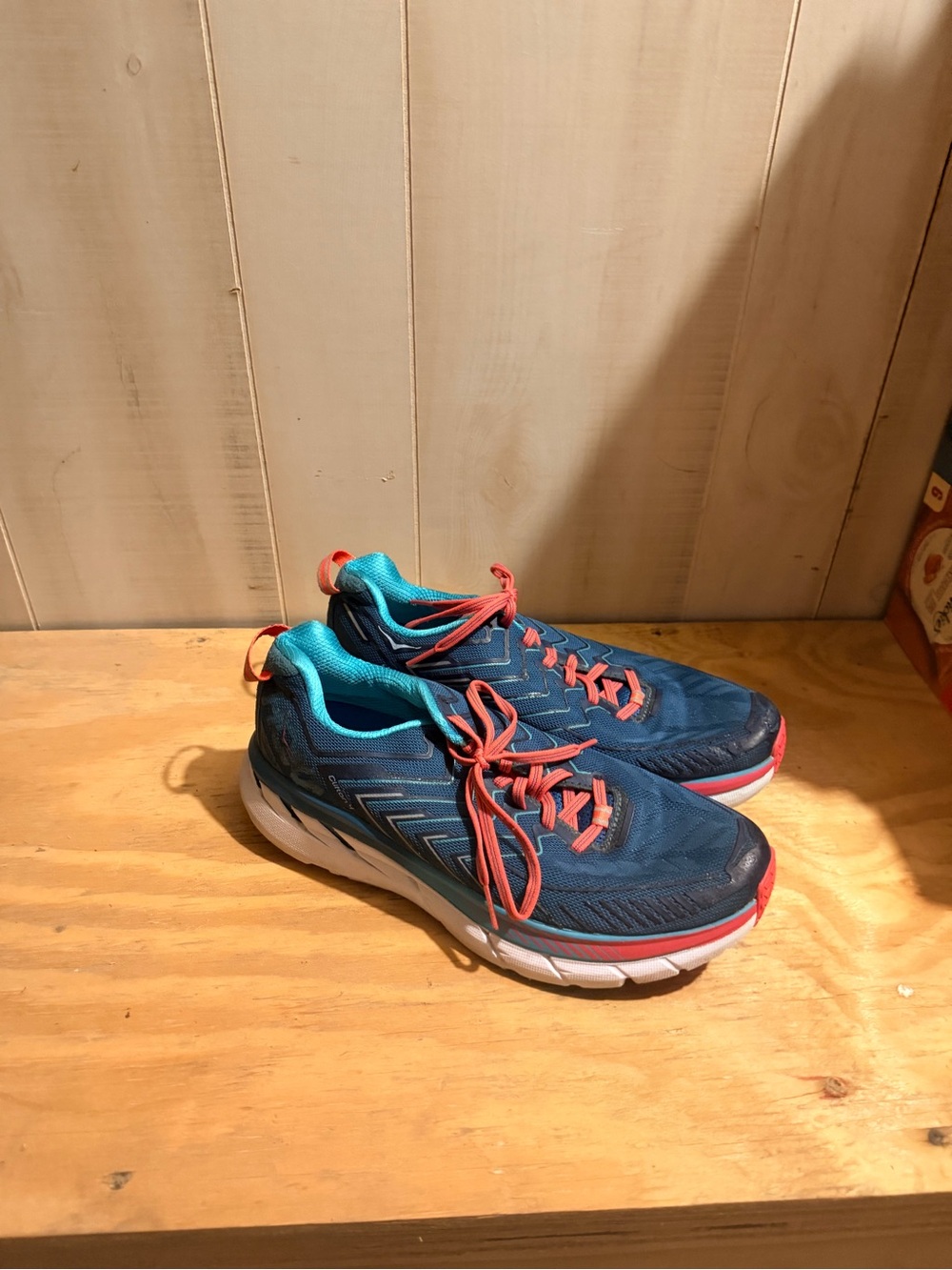 Hoka Women's Navy and Coral Athletic Running Shoes